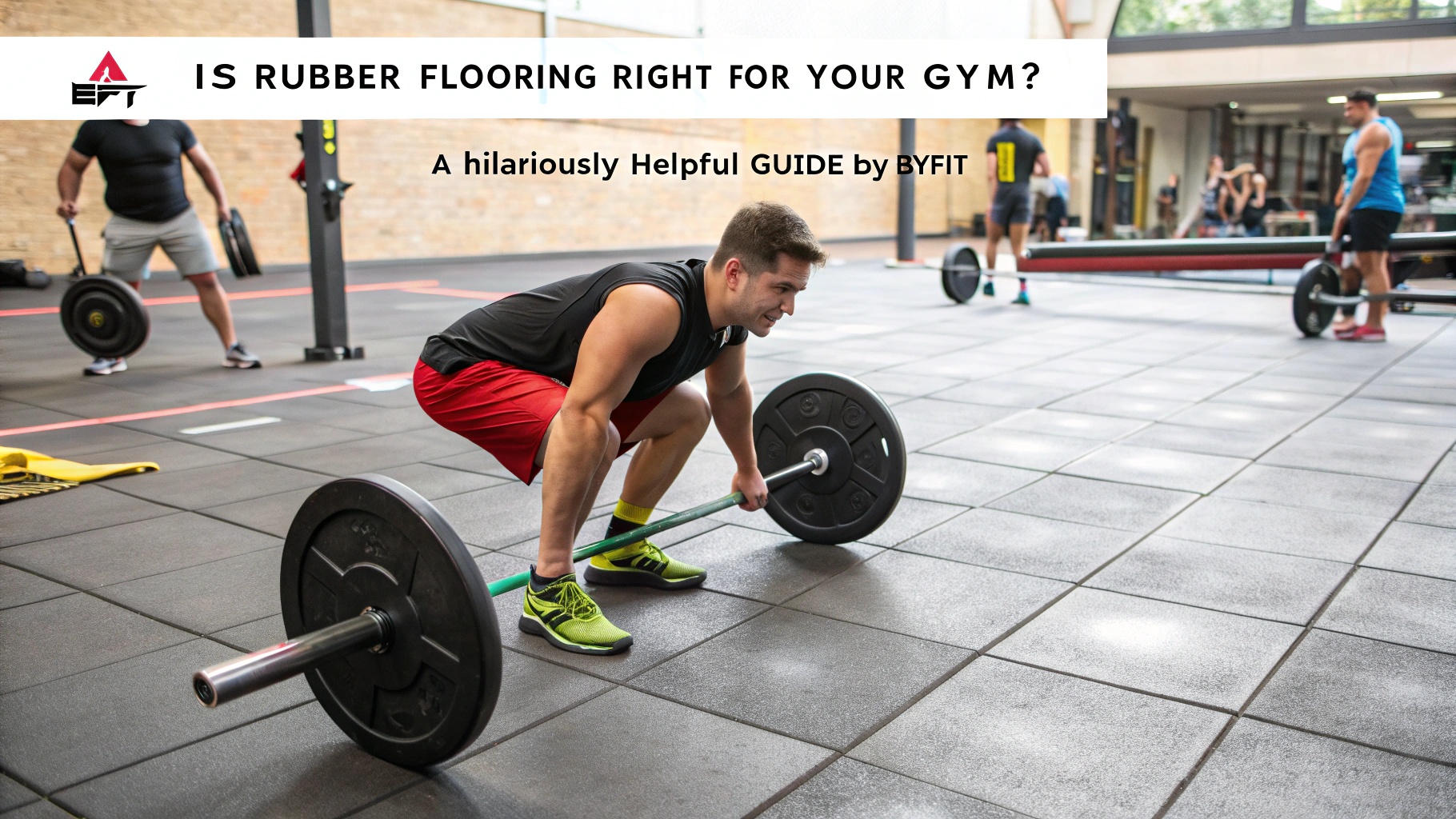 ![Man lifting weights on BYFIT rubber flooring, highlighting shock absorption.](#placeholder_link2)
